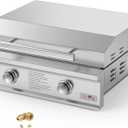 Stanbroil 28-Inch Premium Built-In Natural Gas Griddle for Outdoor Kitchen Grill, Durable Stainless Steel 2-Burner Flat Top Grill with Lid for BBQ Island, 34,000 BTUs