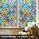 2 x Beautysaid Window Privacy Film Stained Glass, Rainbow Window Film Decorative for Bathroom, Peel and Stick Window Cling Removable(Lattice,17.7 x 78.7 inches)
