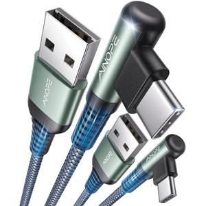 AINOPE USB to USB C Cable, 2-Pack 3.3FT iPhone 15 Charger Cord, 3.1A C Chargers Fast Charging for iPhone 16 Car Charger, Carplay, Android Auto, Samsung S24 S23 S22 S10 S9, Note 20 10 Type C Cable (Grey)