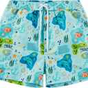 Boys Swim Trunks with UPF 50+ Sun Protection Quick Dry Swim Shorts Children Beach Shorts Swimwear Kids Bathing Suit(Green Shark, 6 Years)