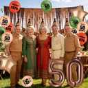 50th Birthday Decorations for Men Women Vintage 1976 50th Birthday Balloons with 32 Inch Coffee Brown Number 50 Retro Boho Sage Green Burnt Orange Boho Party Supplies Gifts for Him Her