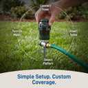 Orbit H2O-Six Gear-Drive Sprinkler on Metal T-Spike - Customizable Lawn Watering Coverage - Multi-Pattern Rotating Head with Adjustable Spray Range - Durable Outdoor Yard Irrigation Sprinkler - 58573