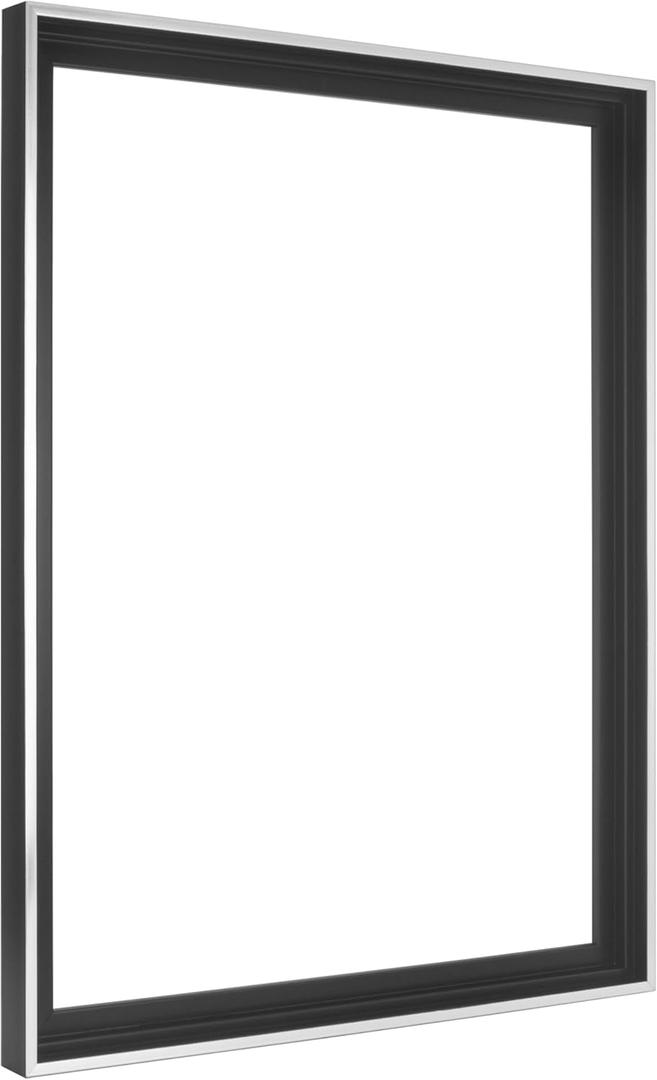 MCS Canvas Float Frames 18x24 Canvas Black & Silver Frame, Vertical & Horizontal Wall Hanging Large for Canvas Paintings (1-Pack)