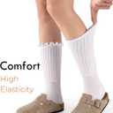 HONGTEYA Ruffle Socks for Women Cotton Slouchy Crew Socks for Boot Sneakers Mid Calf Frilly Size 5-11