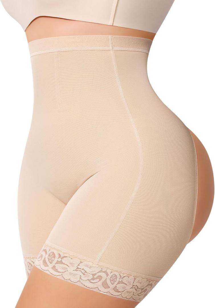 MERYOSZ Shapewear Shorts Tummy Control Underwear Butt Lifting Panties Shapewear High Waisted Faja Body Shaper Girdle (Medium, Beige)