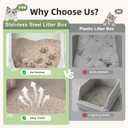 FURTIME Stainless Steel Litter Box with Lid, High Sided Metal Litter Box