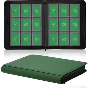 Toploader Binder,Trading Card Binder Storage Hold up 288 Cards 9-Pocket Top Loader Binder with Sleeves for 3"x4" Rigid Toploaders Hard Cases (9Deep Green)