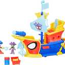 Spidey and HIS Amazing Friends Marvel Water-Webs Webs Ahoy Bubble Pirate Ship Toy, 3-Inch Action Figures & Boat Playset, Super Hero Toys, 3+ Years, 17x8x4 Inches