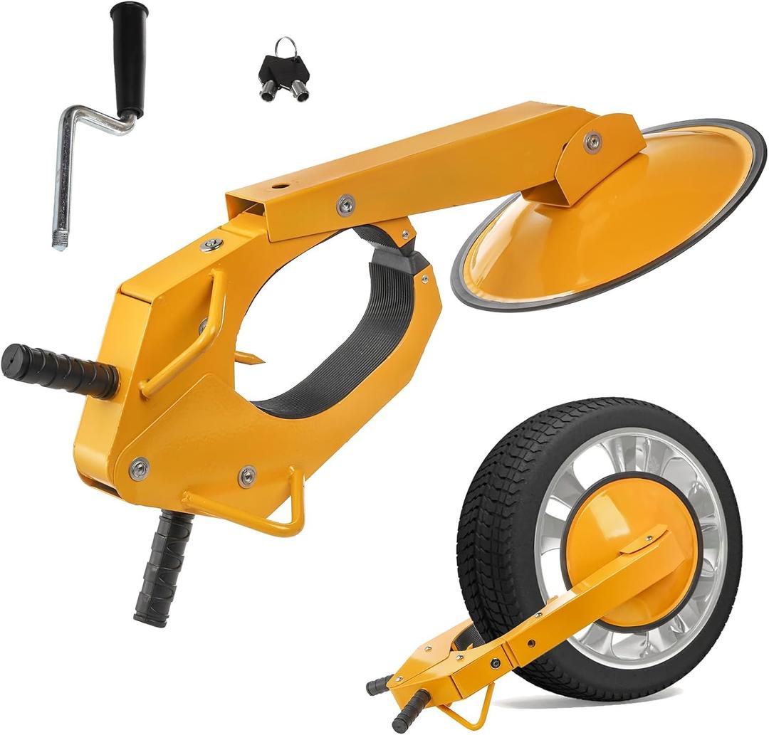 Lyellfe Trailer Wheel Lock, Heavy Duty Car Wheel Lock Anti Theft, Adjustable Tire Clamp Boot Locks for Parking Cars, Trucks, SUVs, RV