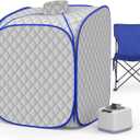 Portable Steam Sauna at Home, 9 Levels Heating, Sauna Tent for Home with Steamer and Folding Chair, Sauna for Relaxation, Detoxification, Spa (Silver)