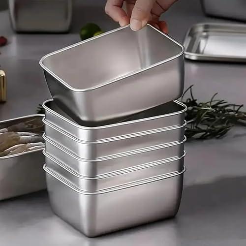 Souso 6pcs Stainless Steel Stacking Food Containers with Lids, Reusable Snack & Prep Containers for Office, sp-00018,Pack of 8