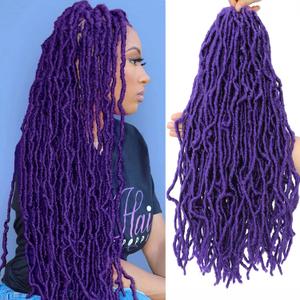 Soft Locs Crochet Hair 24 Inch 6 Packs Purple Faux Locs Pre Looped Knotless Style Natural Curly Wavy Braids for Black Women