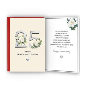 25 Year Anniversary Card,25 Year Anniversary Card Gifts,25th Wedding Anniversary Day Gifts,Happy Silver Anniversary,8x5.3 Inches,Double-Sided (BT-066)