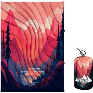 Yizheer Outdoor Puffy Packable Camping BlanketLightweight Down Alternative Printed Camping BlanketLarge Ultra Warm Hammock Top Quilt Waterproof Blanket for Traveling Picnic Beach Party76" x 54" (Sun)