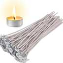 100pcs CD 20 Wicks for Soy Candles, 6 inch Pre-Waxed Candle Wick with Base