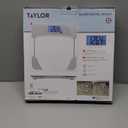 Taylor Digital Scales for Body Weight, 400 LB Capacity, Unique Blue LCD, Stainless Steel Accents, Glass Platform, 12.2 x 12.2 Inches, Clear
