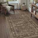 4x5 Washable Area Rug for Living Room Bedroom Vintage Brown Soft Low Pile Carpet Traditional Retro Non Slip Throw Rug for Dining Room Entryway Indoor Dorm Kitchen