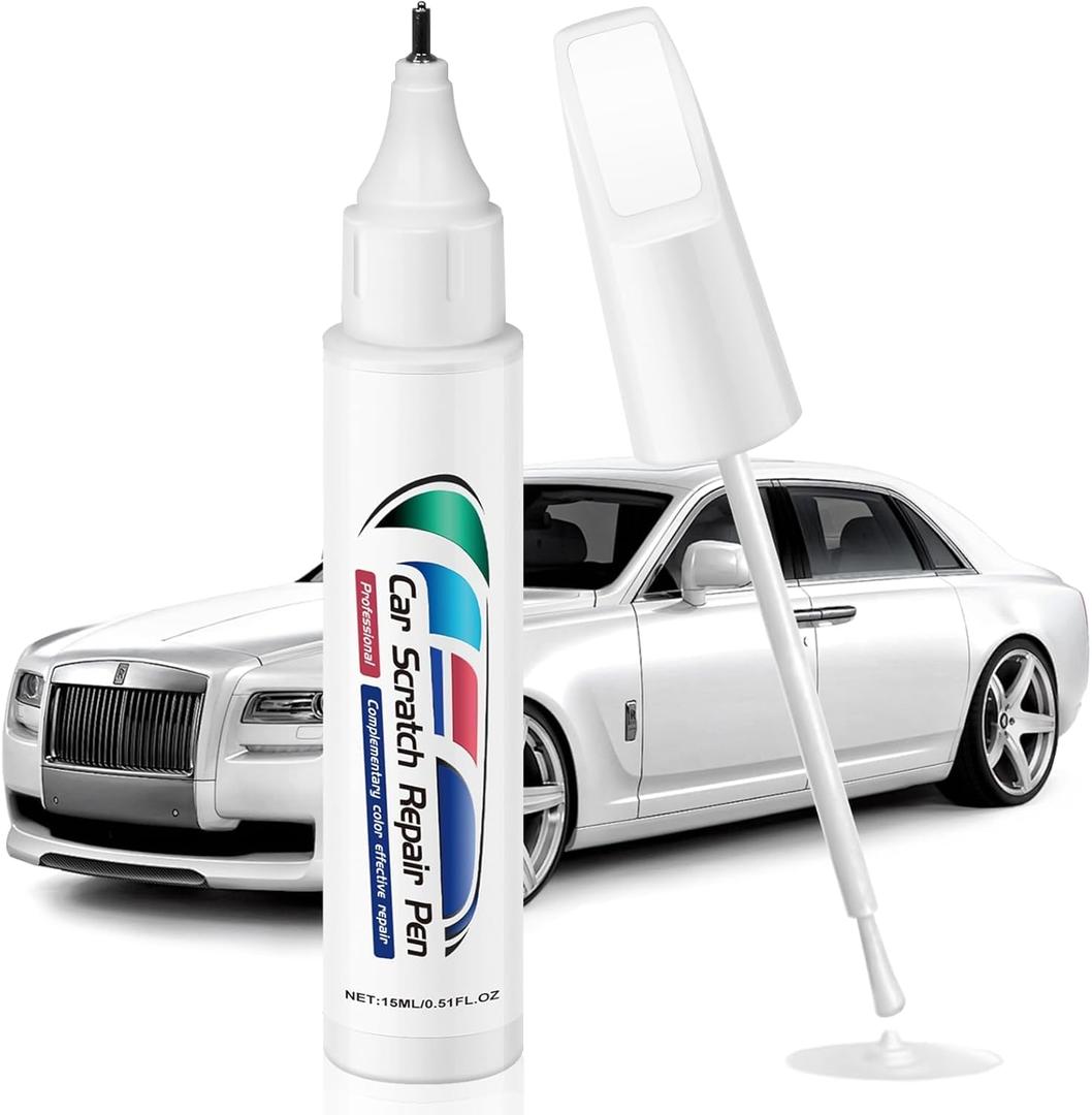 2-In-1 Touch Up Paint for Cars,Car Paint Touch Up Pen for Deep Scratches,Car Scratch Repair Pen Auto Scratch Remover for Quick and Easy Fix,Quick Drying-Long Lasting Adhesion (White)