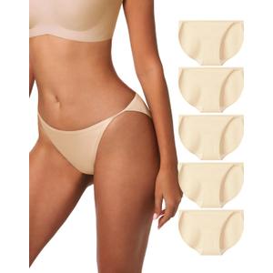 LUCKMEEY Cotton Underwear for Women Sexy Underwear High-Cut Underwears No Show Underwears Panties No Line Briefs 5 Pack (Large)