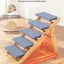 VEVOR Wood Pet Stairs, 5-Step Dog Stairs for Beds, Sofa & Cars, 150lbs Load Capacity, Floded Flat Design, Stable & Sturdy Cat & Dog Step Ladder for Small Medium Large Older Pet Puppy Essentials