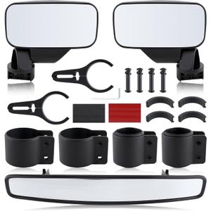 UTV Side Rear View Mirror & Center View Mirror With 1.75" to 2" Roll Bar Cage, Offroad Adjustable Rear View Side Mirrors Fit for Polaris RZR for Pioneer for Yamaha for Kawasaki