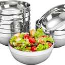 yarlung 10 Pack Stainless Steel Bowls 6.3 Inch Snacks Bowls, 25 Oz Soup Bowls Lightweight Salad Bowls Double-walled Metal Serving Dishes for Sauces, Noodle, Ice Cream