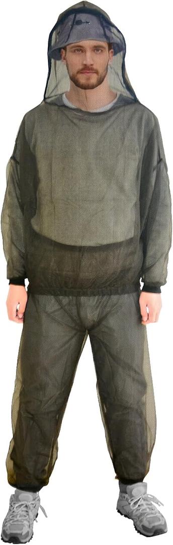 Mosquito Suit, Bug Net Pants & Jacket with Hood, Full Body Bug Suit for Gardening & Outdoor Protection from Bugs, Flies, Gnats, No-See-Ums & Midges, Mosquito Clothing for Women & Men, XL Size