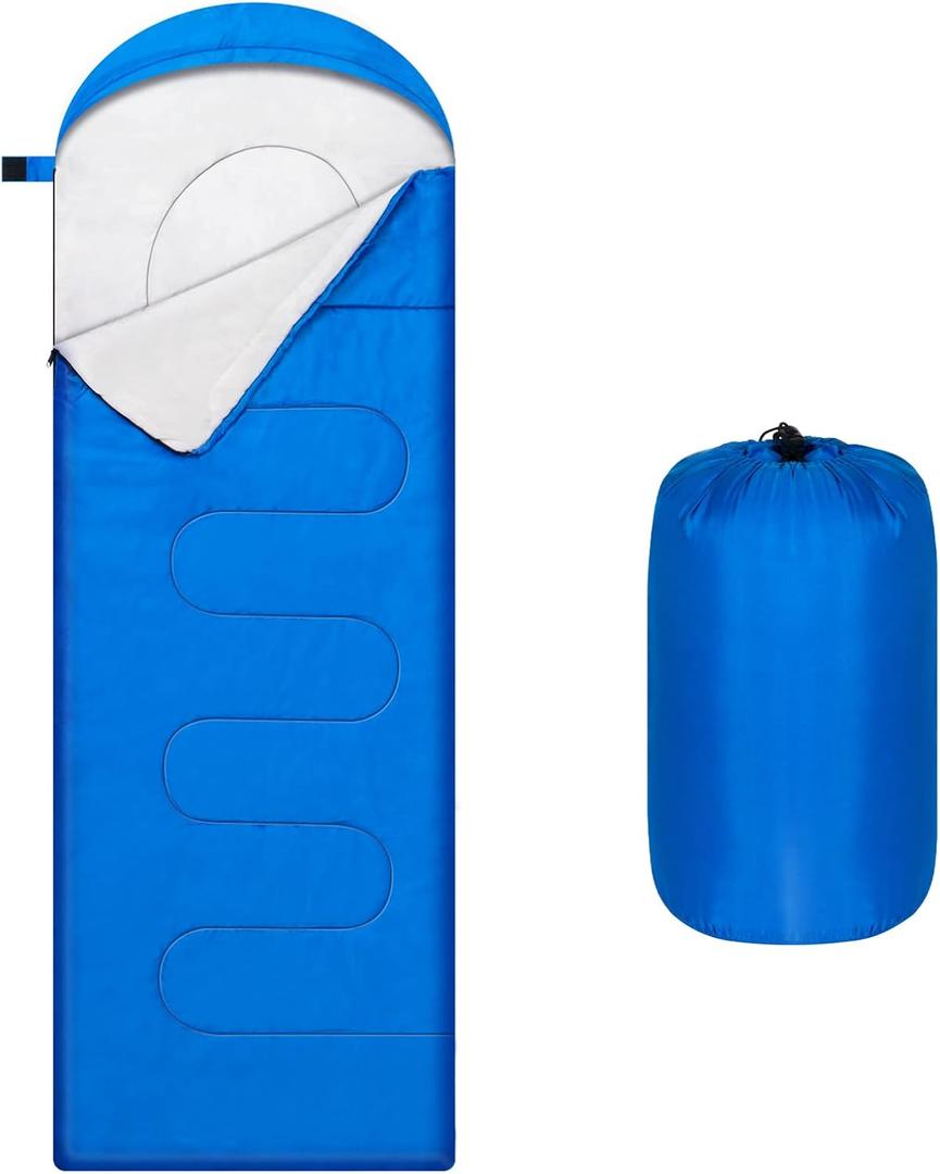 OBTANIM Sleeping Bags Portable Waterproof Camping Sleeping Bag for Adults Kids 4 Seasons Cold Weather or Warm Backpacking Hiking Mountaineering Indoor Outdoor Use (Blue)