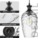 Glass Pendant Lights Kitchen Island, 1-Light Black Pendant Light Fixtures with Hand-Blown Clear Glass, Farmhouse Hanging Light for Kitchen Sink Dining Room Bedroom, E26