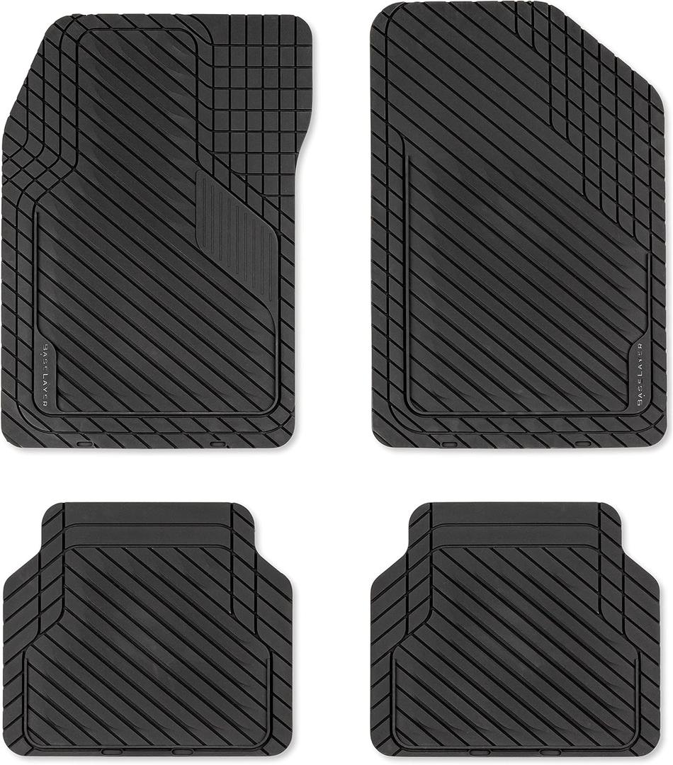 BaseLayer Cut-to-Fit Black 4-Piece Car Mats - Universal Waterproof Floor Mats for Most Vehicles, Durable All-Weather Mats - Made in USA