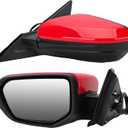 Driver Side View Mirror Compatible With 2016 2017 2018 2019 2020 2021 Honda Civic Coupe Sedan Hatchback,Mirror with Power Glass,Non-Heated,Manual Folding(Red) (Left-3pins)