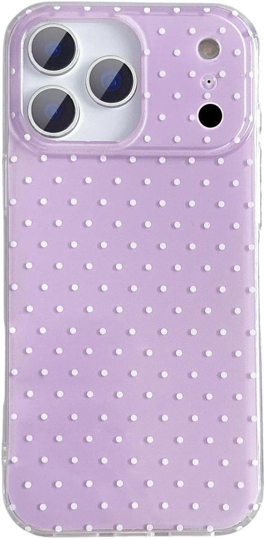 QLTYPRI Cute Phone Case for iPhone 17 Pro Max Case Polka Dot Fashion Aesthetic Design for Women Girls, Slim TPU Shockproof Protective Phone Cover for iPhone 17 Pro Max - Purple