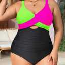 Daci Plus Size One Piece Swimsuits - Tummy Control Bathing Suit for Women Cutout Swimwear, 22W