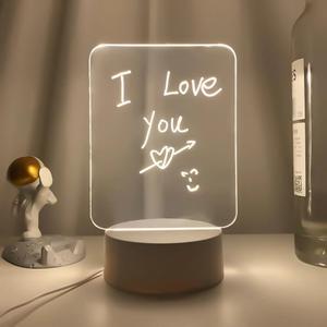Trasparent Dry Erase Board with Light Up Stand for Desk | Clear Desktop Note Memo Whiteboard Notepad Table | Glow LED Letter Massage Boards for Creative Use | Includes Dry Erase Marker