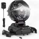 Portable Misting Fan for Outdoors Patios - 30000mAh Rechargeable Battery Powered Camping Fan, 4 Spray Mister with Timer, Fits 10-13" Bucket, 4 Speed, 90 Auto Oscillation for Garden Sports Travel Golf (Black)