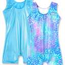 Nymphperi Gymnastics Leotards for Girls Size 2t 3t Comfortable Shiny Blue Mermaid Biketards Sparkly Colored Scale Unitards for Toddler Swimming