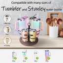 Tumbler Organizer,Ctancifang Rotating Stanley Cup Holder for Cabinet Fits 6 Bottles (40/30 oz), Stanley Organizer with Portable Handle for Kitchen, Camping, Parties,Easy to Grab Cup,Easy to Carry (black)