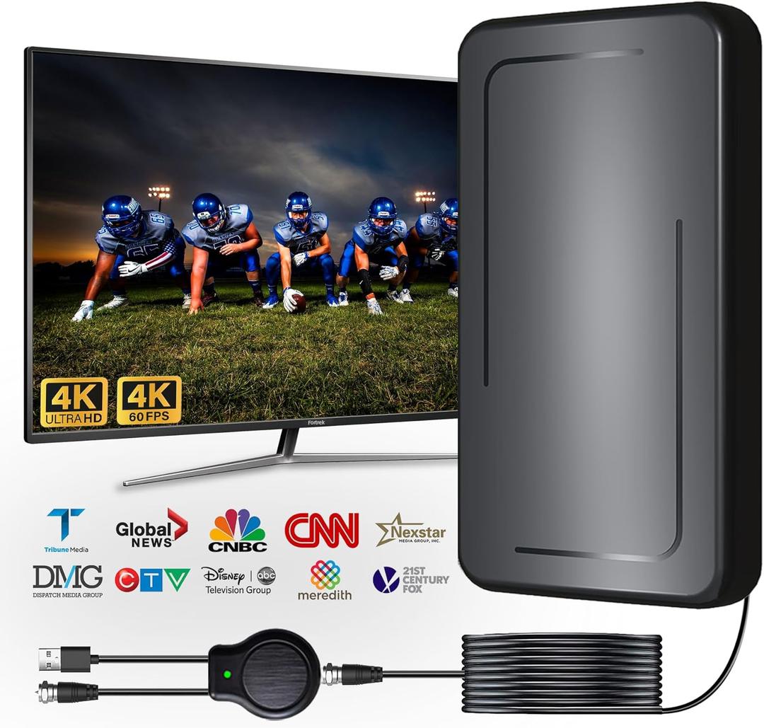 TV Antenna Indoor, 2024 Digital TV Antenna for Local Channels, Amplified HDTV Antennas Outdoor for Smart/Old TV Indoor with Signal Booster 25 FT Cable 360 Reception 4K 1080p