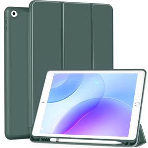 Case for iPad mini 5th Generation 2019 / Mini 4th Generation 2015 with Pencil Holder, Auto Wake/Sleep, Ultra Slim Lightweight Trifold Smart Soft TPU Back Case for iPad mini 5/4, Dark Green