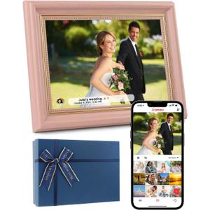 Frameo Digital Frame 10.1 Inch WiFi Digital Photo Frame with 32GB Storage, 1280x800 HD IPS Touch Screen Picture Frames with Frameo APP, Share Photos and Video for Mom - Coral Pink