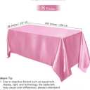 TURSTIN 8 Packs Pink Satin Tablecloth 102 x 58 Inch Overlay Satin Table Cover Rectangle Bright Silk Tablecloth Smooth Fabric Table Decoration for Wedding Banquet Party Events