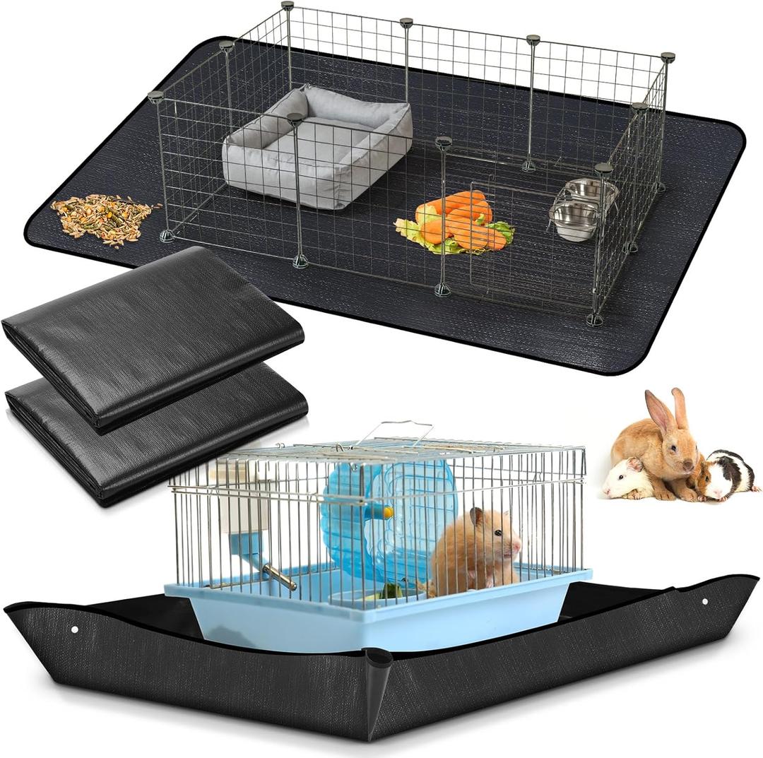 Abbylike 2Pcs Waterproof Pet Playpen Mat 59"x39" Guinea Pig Cage Liner Tarp Bottom Reusable Base for Rabbits, Bunny, Ferrets and Other Small Animals