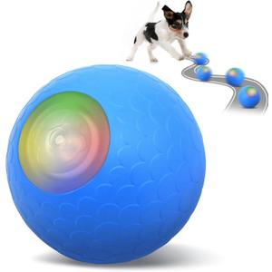 Petbobi Interactive Dog Toy Ball - 2025 Newly Upgraded Automatic Moving Dog Toys for Small Breeds, Motion Activated, USB Rechargeable, Durable Self Bouncing Puppy Ball with LED Lights, Blue