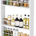 KLM 4 Tier White Slim Storage Cart with Handle, Slide Out Storage Rolling Utility Cart for Kitchen, Laundry, Narrow Places