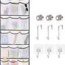 Over The Door Cruise Ship Organizer - Cruise Ship Magnetic Door Organizer with 15 Size-Graded Pockets, Hanging Magnetic Cruise Storage Shoe Rack for Cabin, 2025 Cruise Essential, 9 Hooks(White)