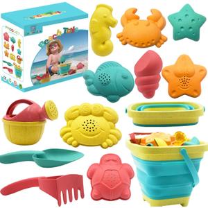 Beach Toys for Kids - Sand Toys Set Includes Collapsible Sand Bucket Shovel and Sand Rake Toy for Beach 12 PCS, Sandbox Toys Sandcastle Building Kit (A) Beach Toys for Kids - Sand Toys Set Includes Collapsible Sand Bucket Shovel and Sand Rake Toy for Beach 12 PCS, Sandbox Toys Sandcastle Building Kit (A)