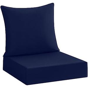 cozyide Outdoor Deep Seat Patio Cushions Set, Waterproof Outdoor Chair Cushions Set, Memory Foam Patio Furniture Cushions 24" x 24", Includes Seat Cushion & Back Pillow, Navy