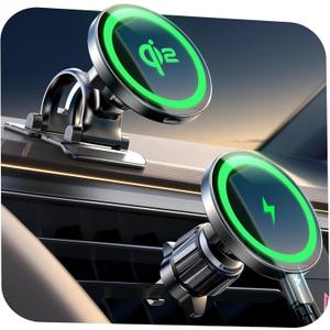 LISEN for Qi2 15W MagSafe Car Mount Charger,Super Fast Magnetic Wireless Car Charger for iPhone 16 Pro Max AccessoriesQi2 Fast Charging MagSafe Charger Fits iPhone 17 Pro Max 16 15 14 13 12 Series (Black)