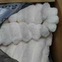 NEWCOSPLAY Super Soft Throw Blanket Ivory Premium Silky Flannel Fleece 3D Ribbed Jacquard Lightweight Bed Blanket All Season Use (Ivory Ribbed, Throw(50"x60"))