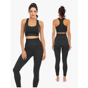 Workout Sets for Women 2 Piece High Waisted Seamless Leggings with Padded Stretchy Sports Bra Sets Gym Clothes, L